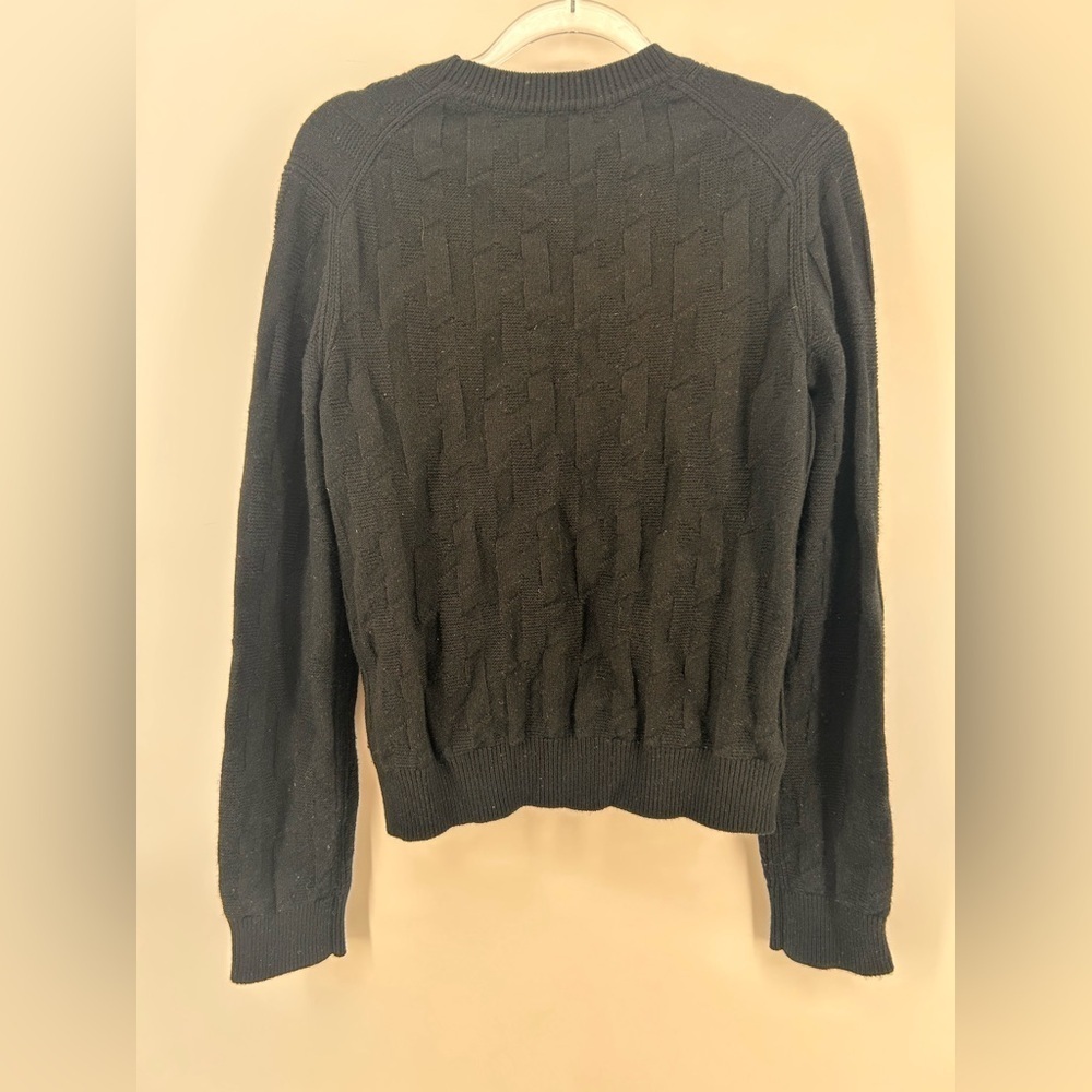 Hermes h long sleeve black 100% wool knit sweater detail H size 40 US 8 - Picture 4 of 8